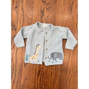 Viverano Organics Grey Safari Cardigan 100% Organic Cotton Baby 0-3M 777031